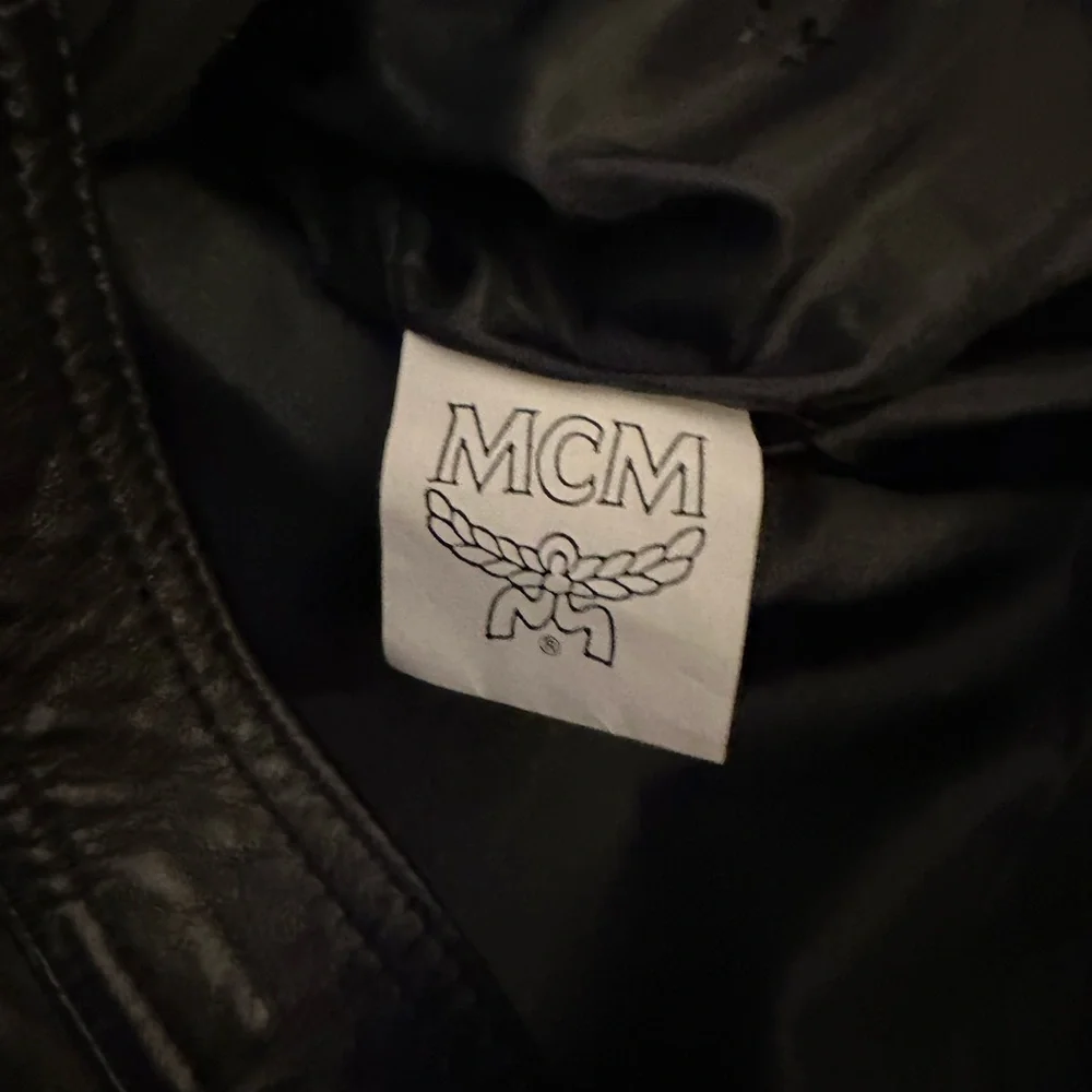 MCM Jacket Bomber Leather Black Rare Luxury Jacket Made In Italy Size large